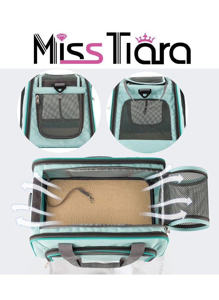 MissTiara حامل حيوانات أليفة للقطط والكلاب، حامل قطط قابل للطي مع وسادة صوف قابلة للإزالة، حامل سفر للكلاب ذو جوانب ناعمة للجراء والقطط الصغيرة متوسطة الحجم والكبيرة  - Image 4