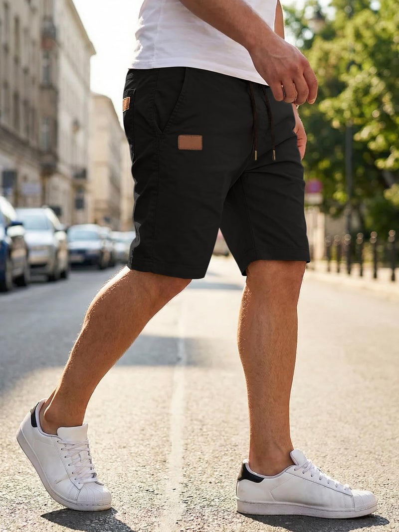 JMIERR Mens Athletic Shorts Casual Cotton Drawstring Summer Beach Twill Chino Dress Golf Travel Essentials Workout Gym Running Basketball Shorts, M, S Black - Image 3