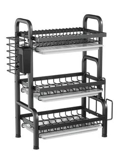 None/Brand Stainless Steel Kitchen Counter Drainer and Utensil Holder Plate Rack Kitchen Organizer Drying Bowl Dish Rack  - Image 1