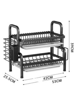 None/Brand Stainless Steel Kitchen Counter Drainer and Utensil Holder Plate Rack Kitchen Organizer Drying Bowl Dish Rack  - Image 3