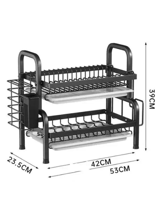 None/Brand Stainless Steel Kitchen Counter Drainer and Utensil Holder Plate Rack Kitchen Organizer Drying Bowl Dish Rack - Image 3
