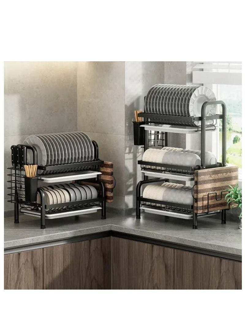 None/Brand Stainless Steel Kitchen Counter Drainer and Utensil Holder Plate Rack Kitchen Organizer Drying Bowl Dish Rack - Image 5