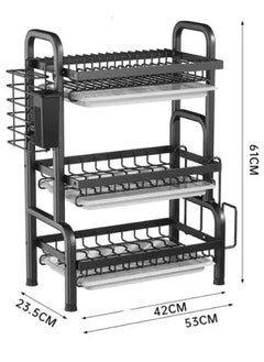 None/Brand Stainless Steel Kitchen Counter Drainer and Utensil Holder Plate Rack Kitchen Organizer Drying Bowl Dish Rack  - Image 2