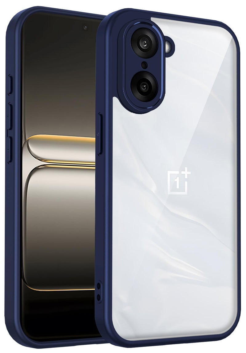 Kapa Hawkeye Clear Slim Tough Back Cover for OnePlus Nord CE 5 | Camera Lens Protector Anti Yellow Shockproof Clear Hybrid Case Cover (Blue Sides) - Image 1