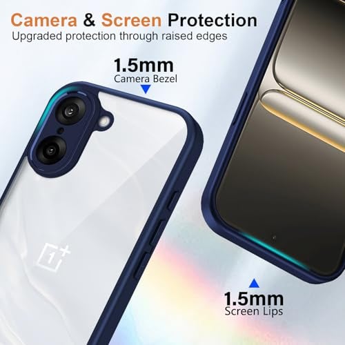 Kapa Hawkeye Clear Slim Tough Back Cover for OnePlus Nord CE 5 | Camera Lens Protector Anti Yellow Shockproof Clear Hybrid Case Cover (Blue Sides) - Image 4