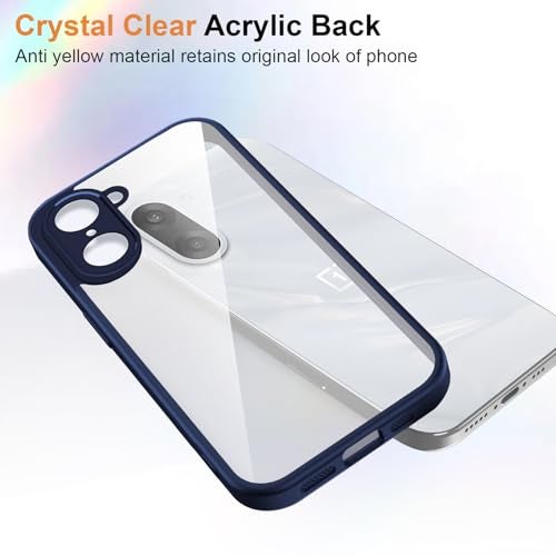 Kapa Hawkeye Clear Slim Tough Back Cover for OnePlus Nord CE 5 | Camera Lens Protector Anti Yellow Shockproof Clear Hybrid Case Cover (Blue Sides) - Image 3