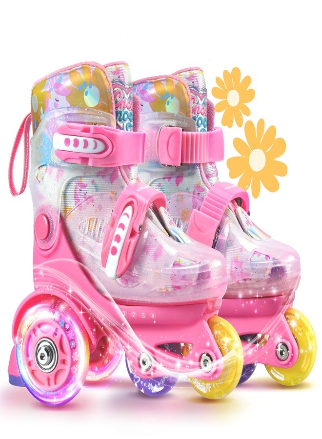 crossmoon Unicorn Toddler Roller Skates, 4 Adjustable Sizes, Fun Light-Up Wheels, Safety Three-Point Type, Breathable Upper, Beginner Roller Skates for Kids, Boys & Girls (Fairy Pink, XS-Small(8C-10.5C US)) - Image 1