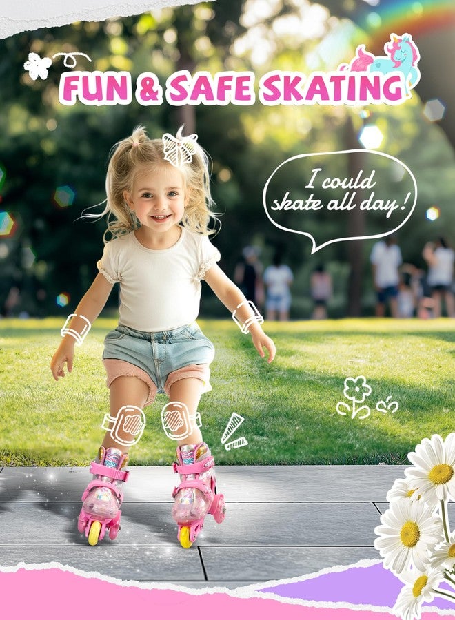 crossmoon Unicorn Toddler Roller Skates, 4 Adjustable Sizes, Fun Light-Up Wheels, Safety Three-Point Type, Breathable Upper, Beginner Roller Skates for Kids, Boys & Girls (Fairy Pink, XS-Small(8C-10.5C US)) - Image 2