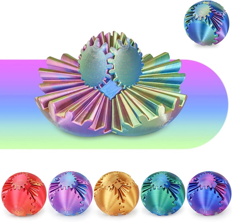 Minleway Gear Ball 3D Printed Cube Fidget ToyGear Sphere Fidget ToysSensory Toys for Stress and Anxiety Relief Desk Toy Fidget SpinnersStocking Stuffers for Adults Kids Gift Blue Green Purple 23 Inch - Image 3