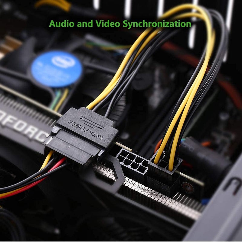 CABLESETC PCI-E Graphics Card Power Connector Cable Adapter SATA 15 Pin Male to 6-Pin Male Video Cord - Image 2