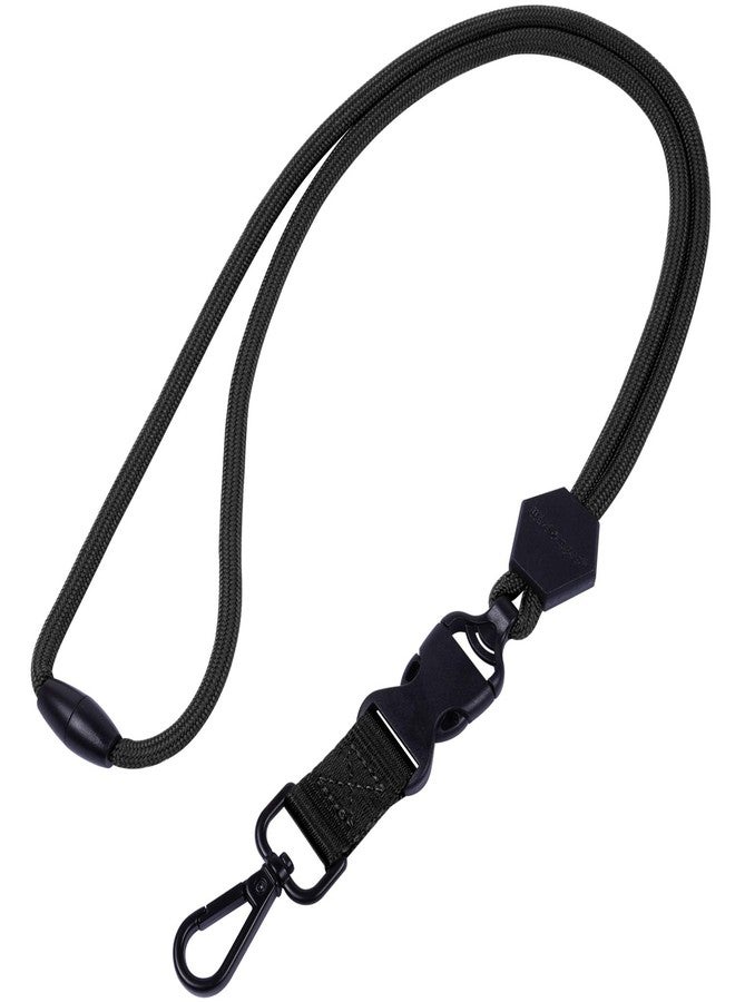 Wisdompro 2 Pack Durable Round Cord Heavy Duty Lanyard with Breakaway, Detachable Buckle for ID Card Badge Holder and Keys, Black, 23 inches - Image 1
