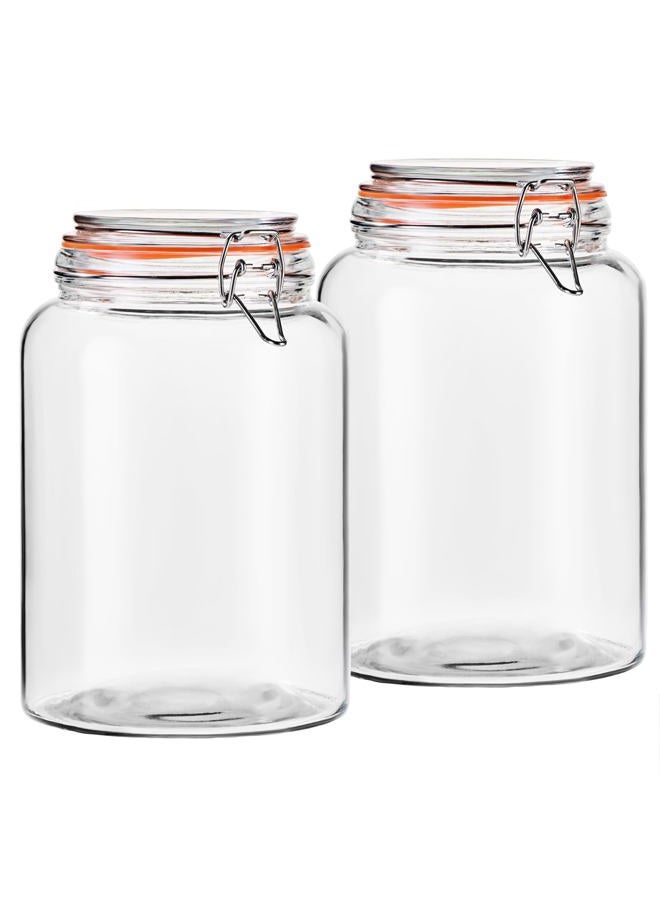 YARWELL 1 Gallon Glass Storage Jar with Lid, Wide Mouth Glass Canister for Storing Food in Pantry and Fermenting, Set of 2 - Image 1