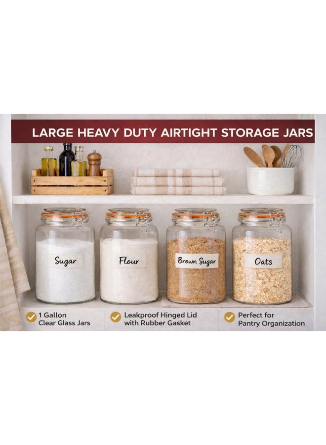 YARWELL 1 Gallon Glass Storage Jar with Lid, Wide Mouth Glass Canister for Storing Food in Pantry and Fermenting, Set of 2 - Image 4