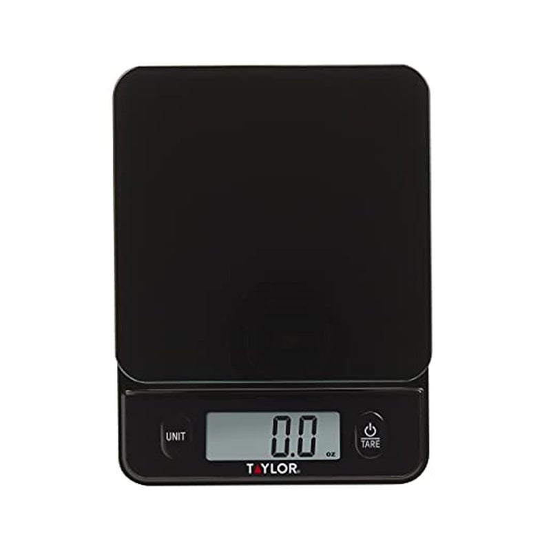Taylor Glass Top Food Scale with Touch Controls, 11 lb Capacity, Sleek Black Design for Precision Food Measurement in Grams and Ounces - Image 1