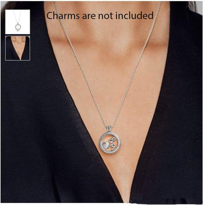 Adabele Living Memory Floating Locket Round or Heart Glass Pendant Necklace 28 Inch Tarnish Resistant Hypoallergenic Stainless Steel Surgical Women Men Jewelry - Image 4