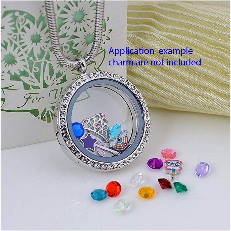 Adabele Living Memory Floating Locket Round or Heart Glass Pendant Necklace 28 Inch Tarnish Resistant Hypoallergenic Stainless Steel Surgical Women Men Jewelry - Image 3