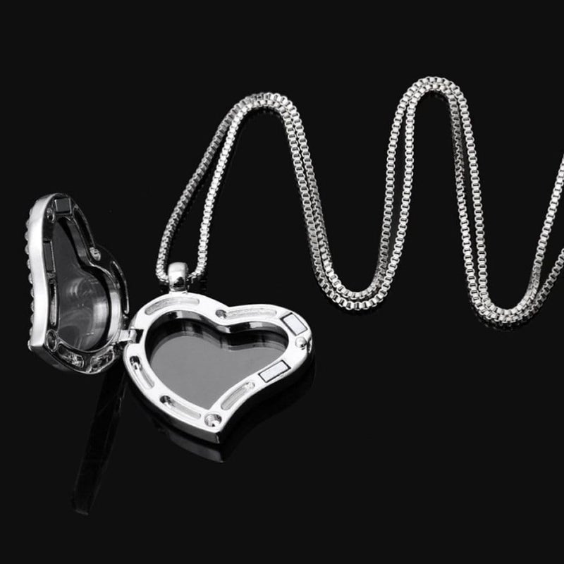 Adabele Living Memory Floating Locket Round or Heart Glass Pendant Necklace 28 Inch Tarnish Resistant Hypoallergenic Stainless Steel Surgical Women Men Jewelry - Image 2