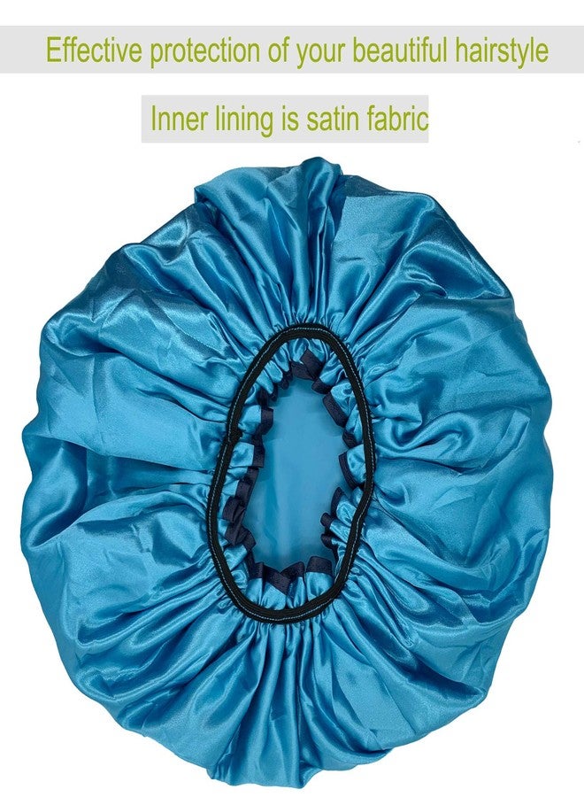 ELEBOX Premium Collection Super Jumbo Shower Cap for Braids Double-Layer Satin Waterproof Reusable Bonnet Sleep Cap - Image 5