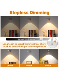 Uwals LED Motion Sensor Night Light,Rechargeable Wall Sconce,Picture Light,Dimmable 3 Color Temperature,360°Rotation Wireless Spotlight for Wall Stair Kids Room Hallway Bedroom Cabinet Closet  - Image 4