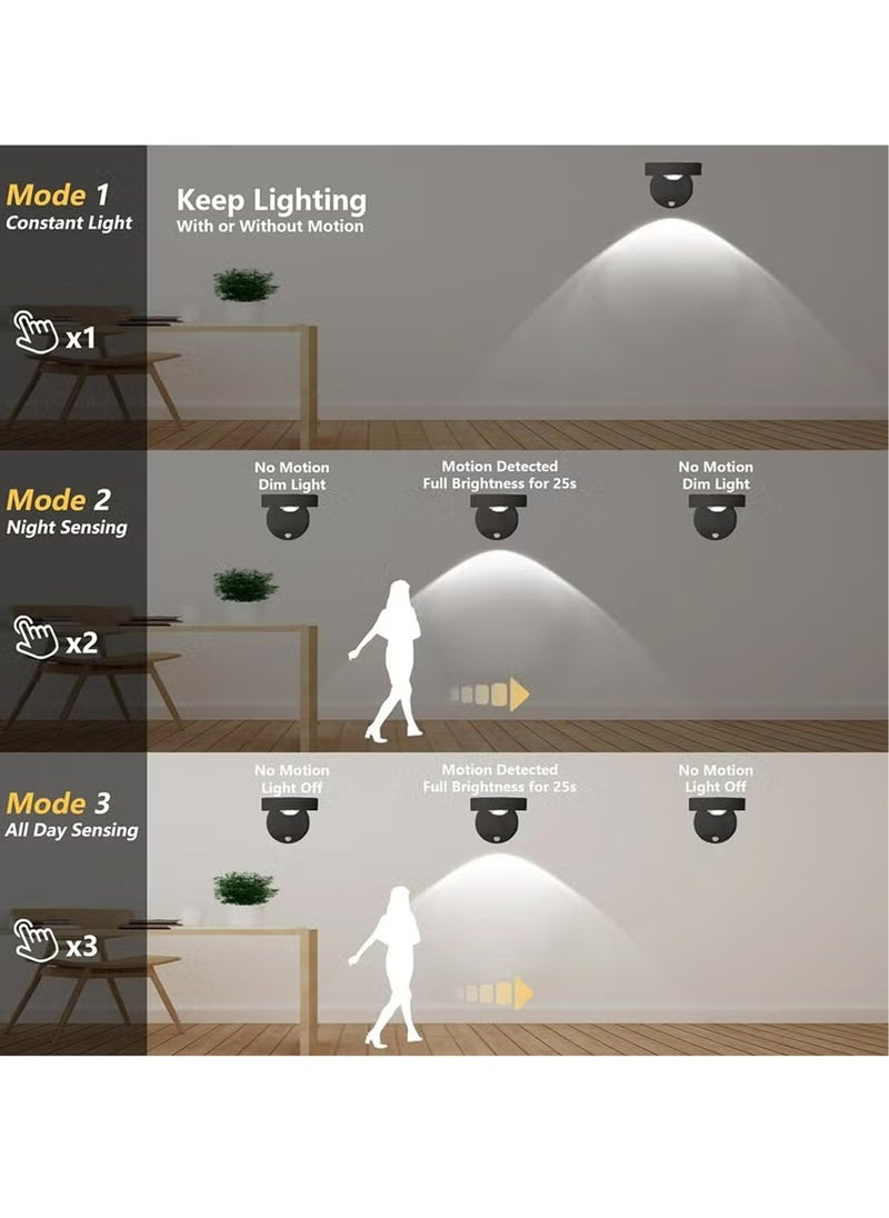 Uwals LED Motion Sensor Night Light,Rechargeable Wall Sconce,Picture Light,Dimmable 3 Color Temperature,360°Rotation Wireless Spotlight for Wall Stair Kids Room Hallway Bedroom Cabinet Closet  - Image 5