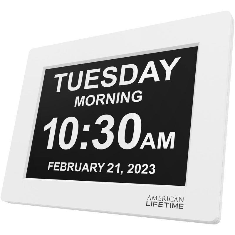 American Lifetime New 2025 Dementia Clock Large Digital Clock for Seniors Digital Clock Large Display with Custom Alarms Clock with Day  Date for Elderly Large Number Digital Clock White