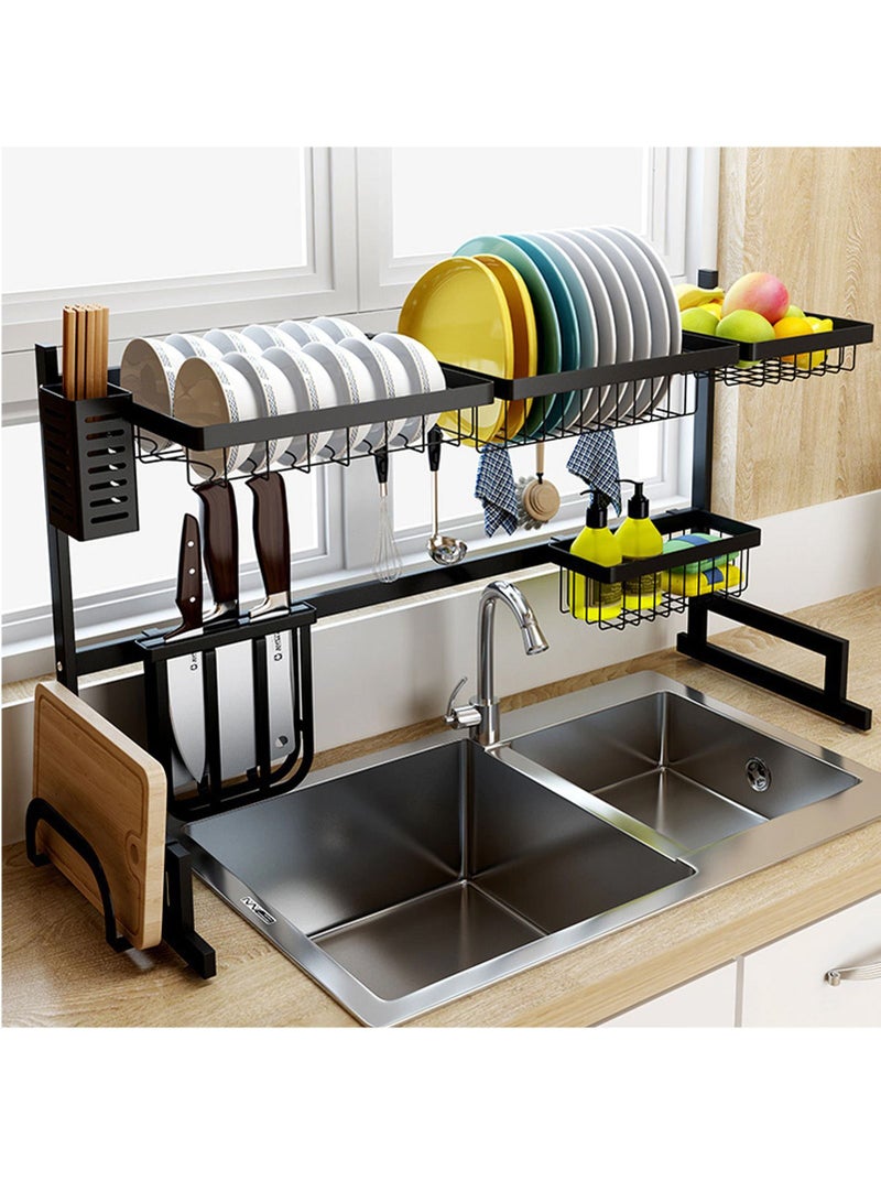 رف مطبخ من الفولاذ المقاوم للصدأ، منظم أطباق، رف تجفيف فوق الحوض، رف تصريف، تخزين المطبخ، حامل أدوات المائدة - Image 2