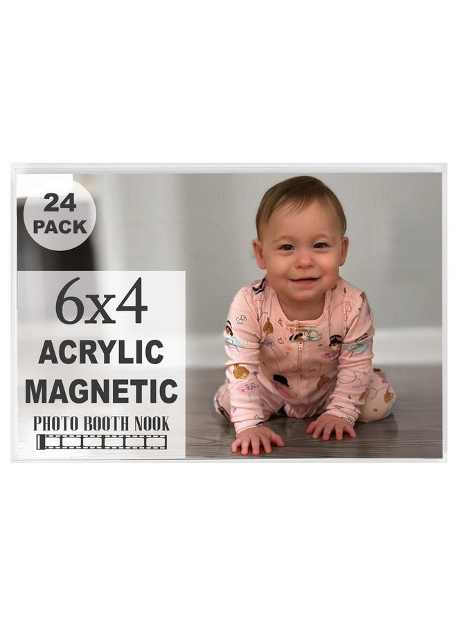 فوتو بوث بوك إطارات صور مغناطيسية للثلاجة 4X6 (24 قطعة) إطارات صور من الأكريليك الشفاف 4X6 اتجاه أفقي - Image 1