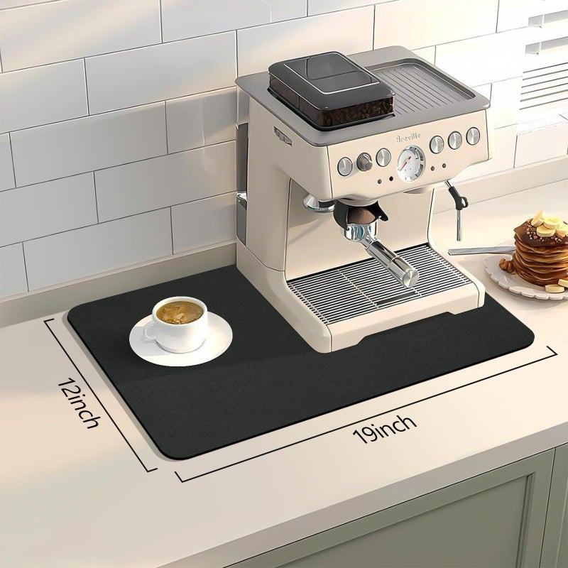 Bloss Coffee Mat, Dish Drying Mat, Coffee Bar/Maker Mat, Kitchen Counter Mat, Absorbent Hide Stain Rubber Backed Dish Drying Pad(12.2"x19.7", Black) - Image 5
