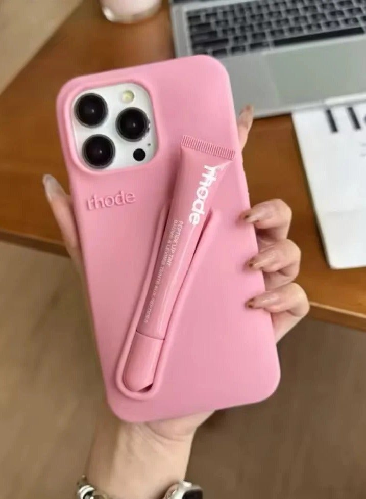 Rhode iPhone 14 plus Silicone Lip Holder for Cell Phone, Lip Gloss Adhesive Sleeve for Phone, Lip Holder Stick-on Phone Case, Back Stick On Holder for Rhode iPhone 14 plus(Ribbon) - Image 4