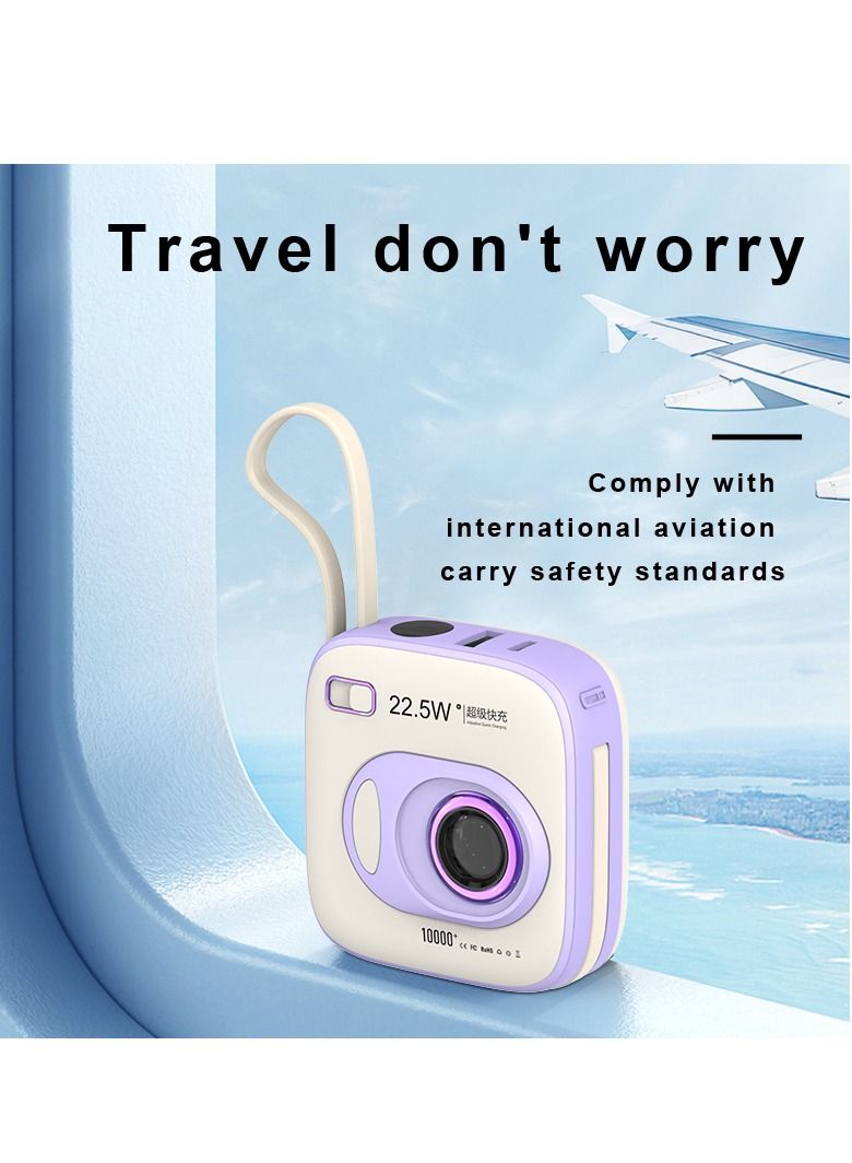 GULFLINK Portable Built in Cable Power Bank 10000mah Purple - Image 2