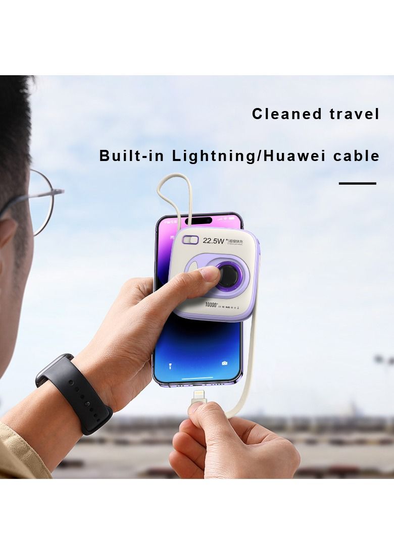 GULFLINK Portable Built in Cable Power Bank 10000mah Purple - Image 4