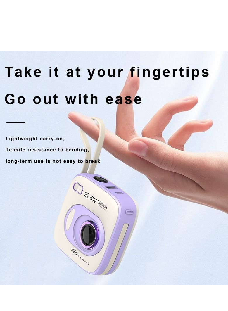 GULFLINK Portable Built in Cable Power Bank 10000mah Purple - Image 3