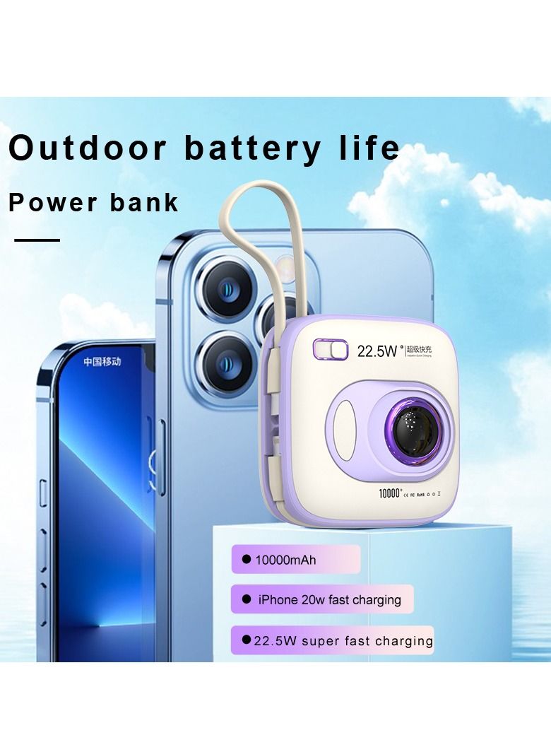 GULFLINK Portable Built in Cable Power Bank 10000mah Purple - Image 5