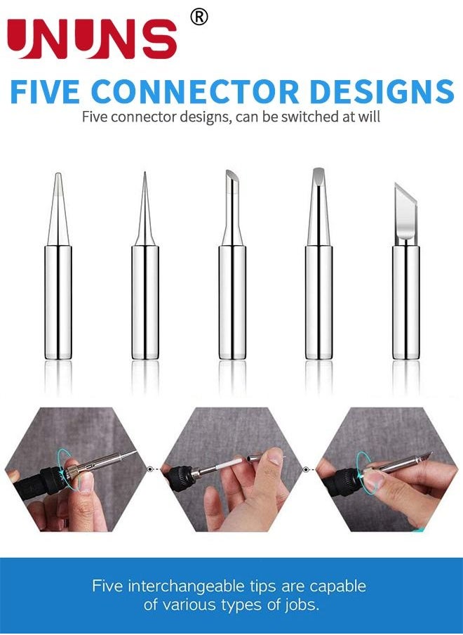 UNUNS Electric Soldering Iron Kit,8Pcs 60W Adjustable Temperature Electronics Welding Tools,5 Soldering Tips For Metal Jewelry Electric Repairing DIY  - Image 4
