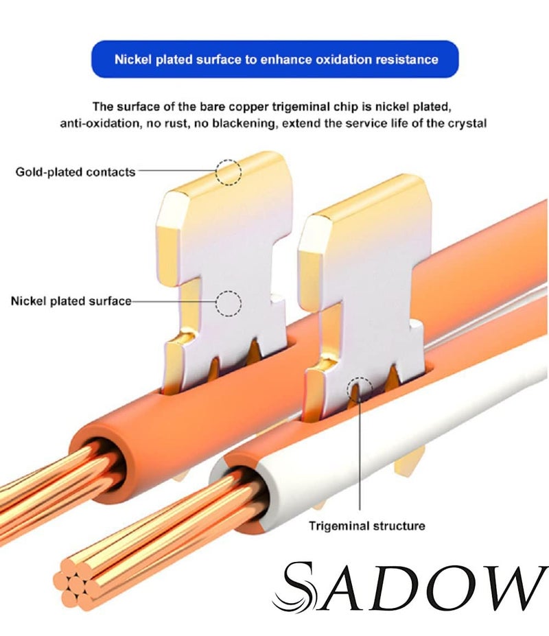 Sado موصل Sadow 10 قطع RJ45 STP فئة 5، فئة 5E، فئة 6، موصل RJ45 محمي مطلي بالنيكل 8P8C وحدة توصيل إيثرنت FTP STP موصل شبكي موصل كابل إيثرنت (10 قطع) - Image 1