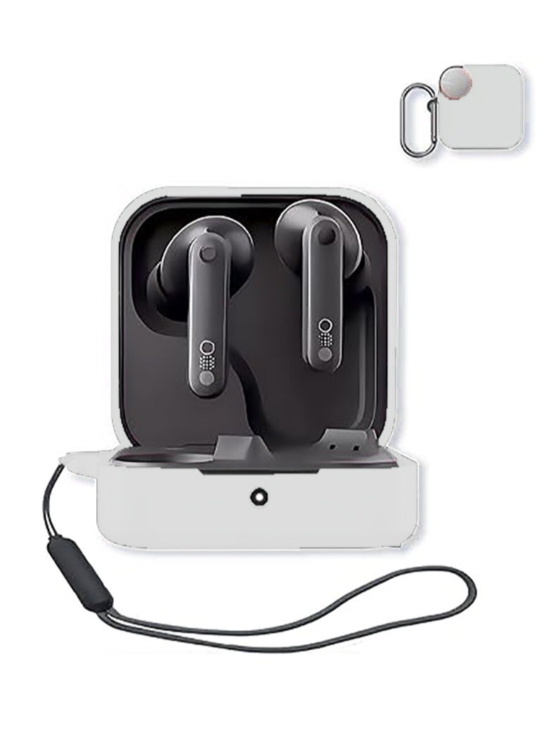 Alyashmac Silicone  Protective  Case Cover for CMF Nothing Buds Pro2 with Keychain Cover (White) - Image 1