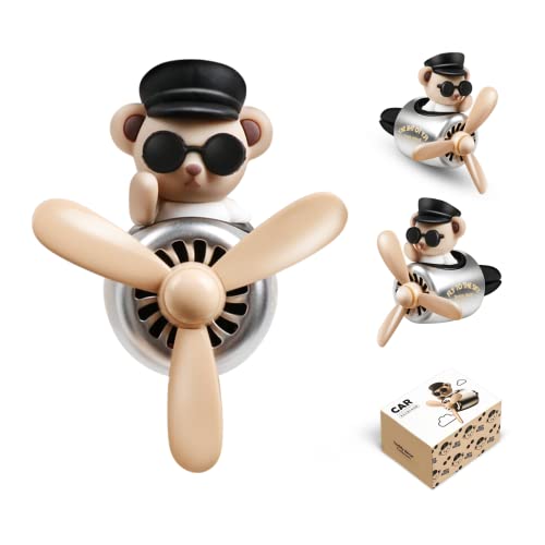ROOCHKD Bear Pilot Car Fresheners Vent Clip Cute Teddy New Car Scent Automotive Air Fresheners Cartoon Air Outlet Aromatherapy Ornament Thank You Gifts for Him Her Friends, Families - Image 1