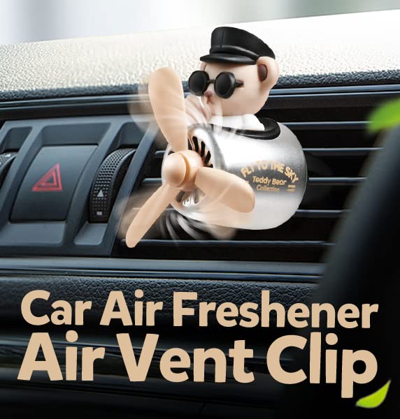 ROOCHKD Bear Pilot Car Fresheners Vent Clip Cute Teddy New Car Scent Automotive Air Fresheners Cartoon Air Outlet Aromatherapy Ornament Thank You Gifts for Him Her Friends, Families - Image 2