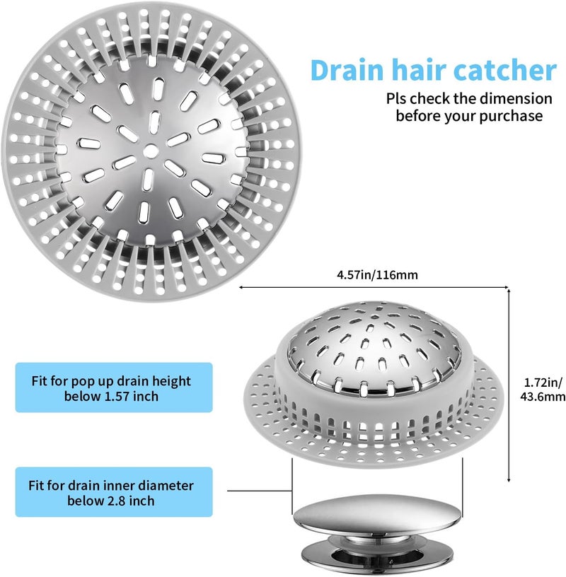 Aluvor Shower Drain Hair Catcher, Shower Drain Cover, Bathtub Drain Hair Catcher for Pop-Up & Regular Drains - Image 2