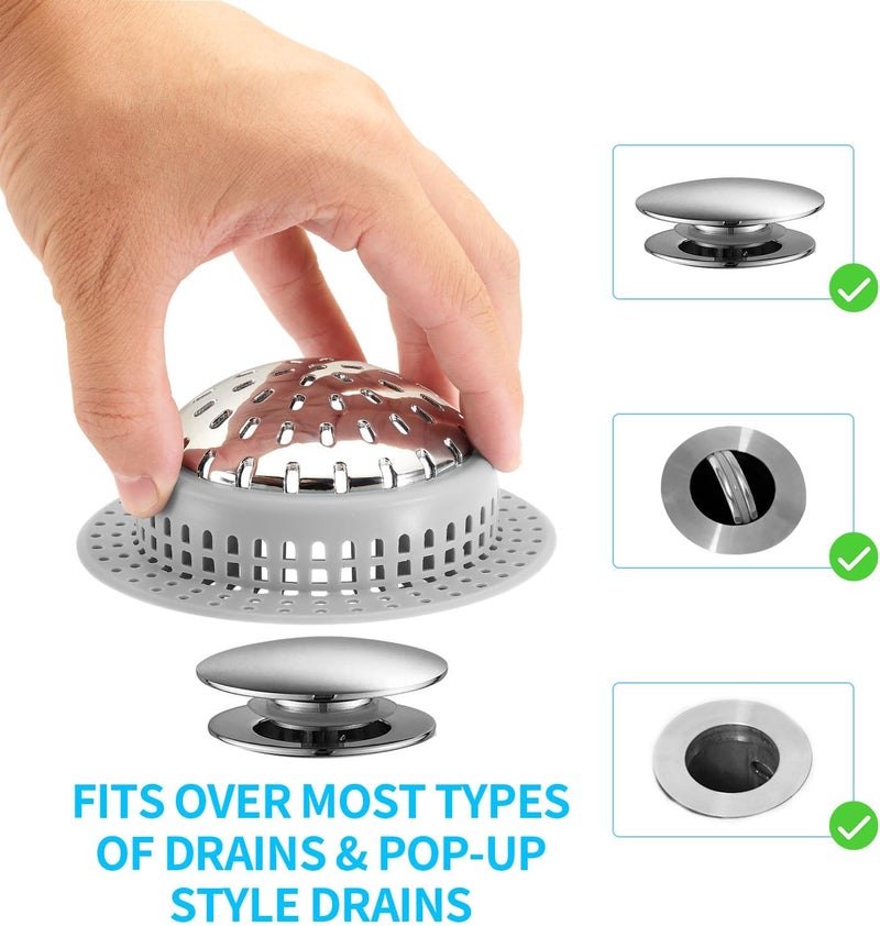 Aluvor Shower Drain Hair Catcher, Shower Drain Cover, Bathtub Drain Hair Catcher for Pop-Up & Regular Drains - Image 3