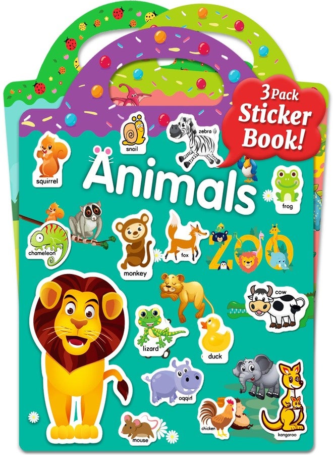 Benresive Reusable Sticker Book for Toddlers, Stickers for Kids, Toddler Travel Toys Activities Crafts Ages 3 and Up Easter Basket Stuffers Birthday Gifts - Animals, Dinosaurs and Insect - Image 1