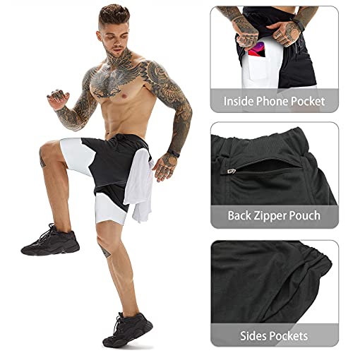OEBLD Mens Athletic Shorts 2-in-1 Gym Workout Running 7'' Shorts with Towel loop - Image 4