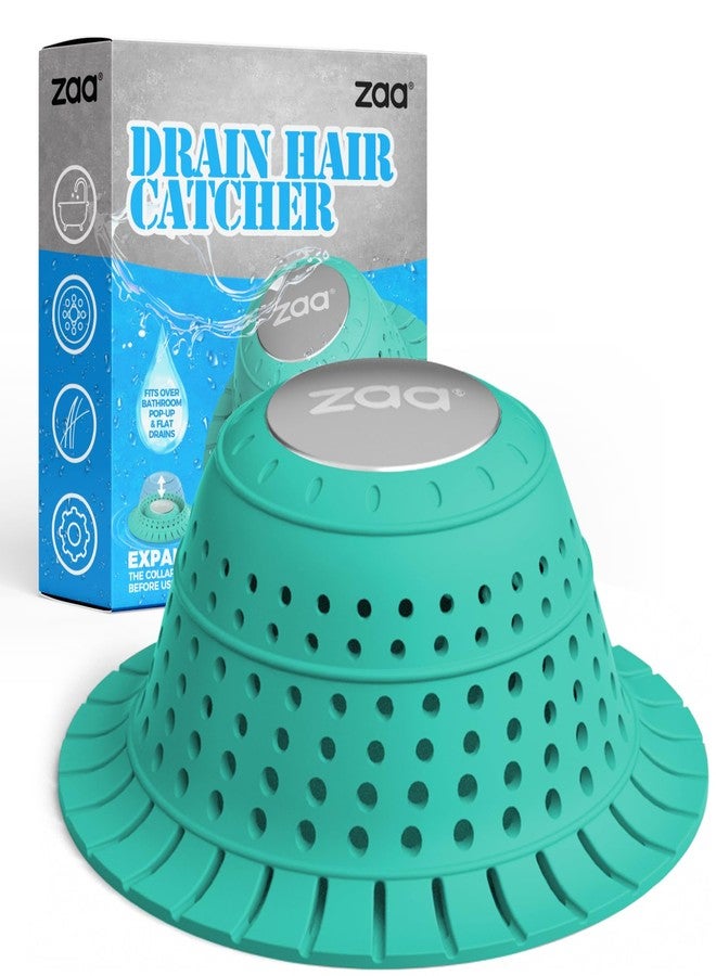zaa مصيدة شعر لحوض الاستحمام من zaa، سيليكون قابل للطي، عبوة واحدة، واقي للصرف، مناسب للصرف المنبثق والصرف العادي في الدش، حوض الاستحمام، حوض الاستحمام، الحمام، المغسلة، أخضر نعناعي - Image 1