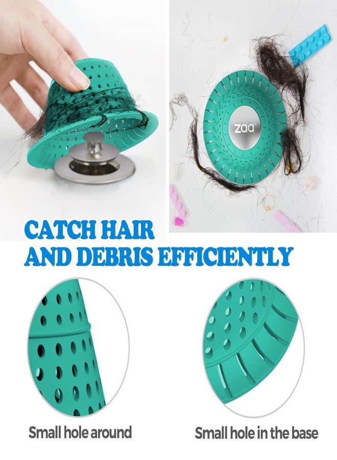 zaa مصيدة شعر لحوض الاستحمام من zaa، سيليكون قابل للطي، عبوة واحدة، واقي للصرف، مناسب للصرف المنبثق والصرف العادي في الدش، حوض الاستحمام، حوض الاستحمام، الحمام، المغسلة، أخضر نعناعي - Image 4