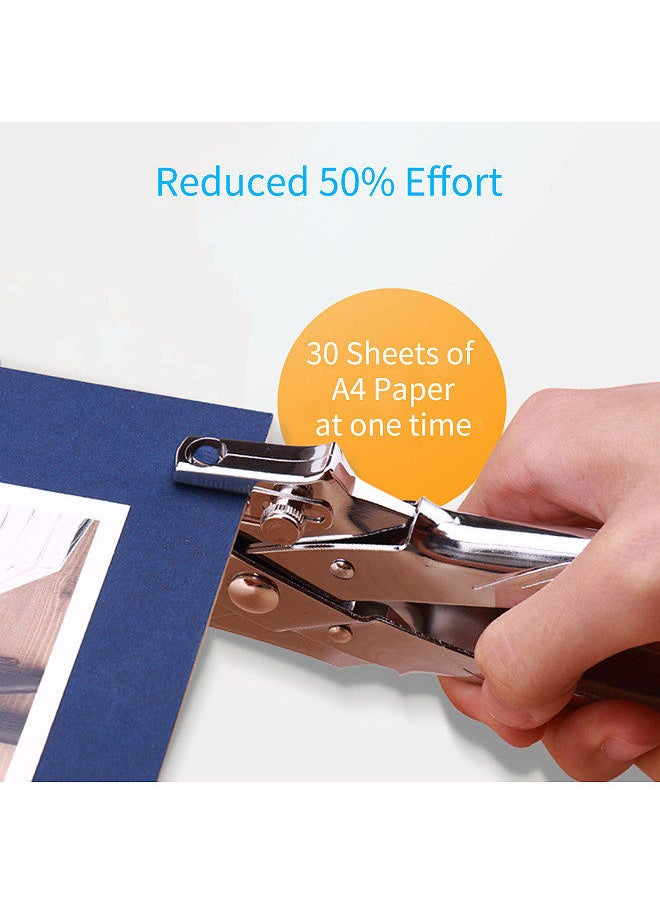 Kw-trio Handheld DIY One-Hole Punch Single Hole Puncher All Metal Paper Cutter 50% Reduced Effort for Office Home School Students 30 Sheet Capacity for Binder Notebook Craft Paper Greeting Cards Scrapbook  - Image 4