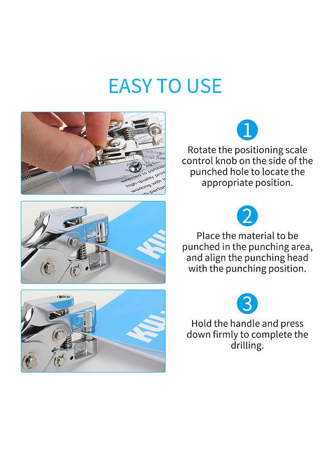 Kw-trio Handheld DIY One-Hole Punch Single Hole Puncher All Metal Paper Cutter 50% Reduced Effort for Office Home School Students 30 Sheet Capacity for Binder Notebook Craft Paper Greeting Cards Scrapbook  - Image 3