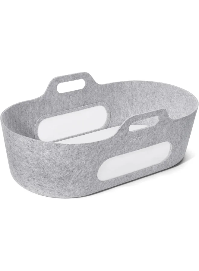 سنوز Baskit Moses Basket And Stand Set For Baby, Dual Mesh Windows For Airflow, Soft Material , 3D Breathable Mattress, Machine Washable Liners, Basket And Stand 84 X 46.5 X 74 Cm - Light Grey/ Dove Grey