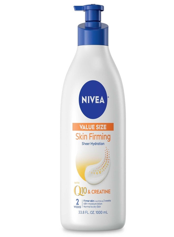 NIVEA Sheer Hydration Skin Firming Body Lotion with Q10 and Vitamin C, 72-Hour Body Moisturizer for Normal to Dry Skin, 33.8 Fl Oz Pump Bottle - Image 1