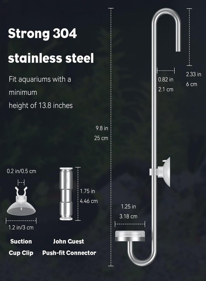 باوفلي موزع ثاني أكسيد الكربون لأحواض السمك من باوفلاي، موزع ثاني أكسيد الكربون من الفولاذ المقاوم للصدأ لأحواض السمك مزود بصمام فحص مدمج وأكواب شفط لنباتات أحواض السمك، مرذاذ لأحواض السمك مزود بقرص سيراميكي مُحسَّن - Image 2