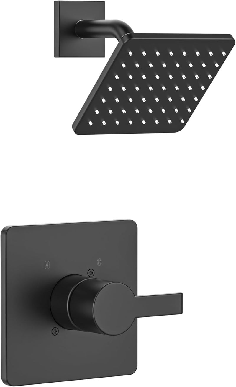 KOMEGO Replacement for Delta 13/14 Series Shower Trim Kit, Compatible with Delta R10000 Shower Faucet Set, Black Shower Head and Handle Set, Matte Black (Cartridge and Valve Not Included) - Image 1